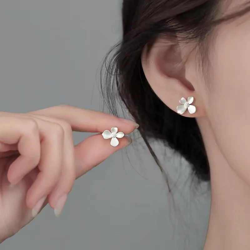 New 925 Sterling Silver Drop Earrings Golden Flower Petal Pearl Elegant For Women Girl Gift Jewelry Dropshipping Wholesale