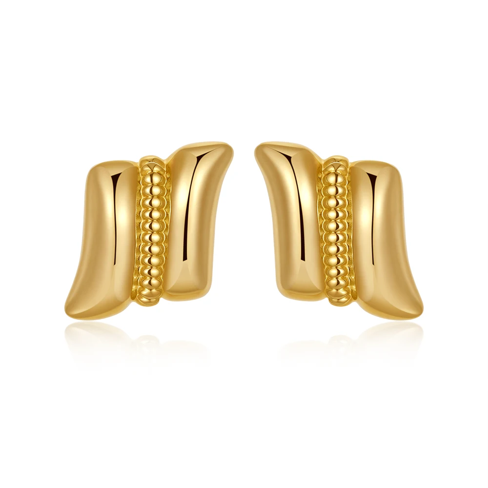 Vintage Texture Gold Plated Stainless Steel Earrings for Women Geometric Circle Twist Statement Earring Fashion Jewelry Bijoux