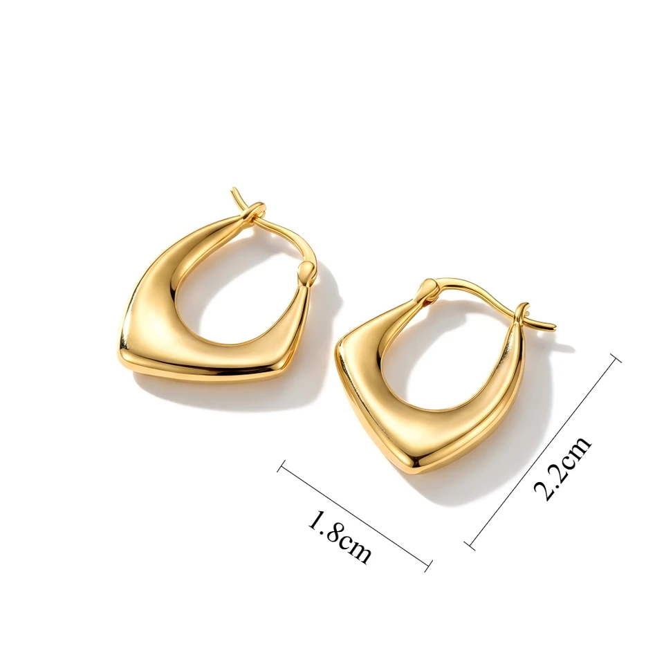 Stainless Steel Gold Color Geometric Design Twisted Square Hoop Earrings For Women Creative Young Girls Party Wedding Jewelry