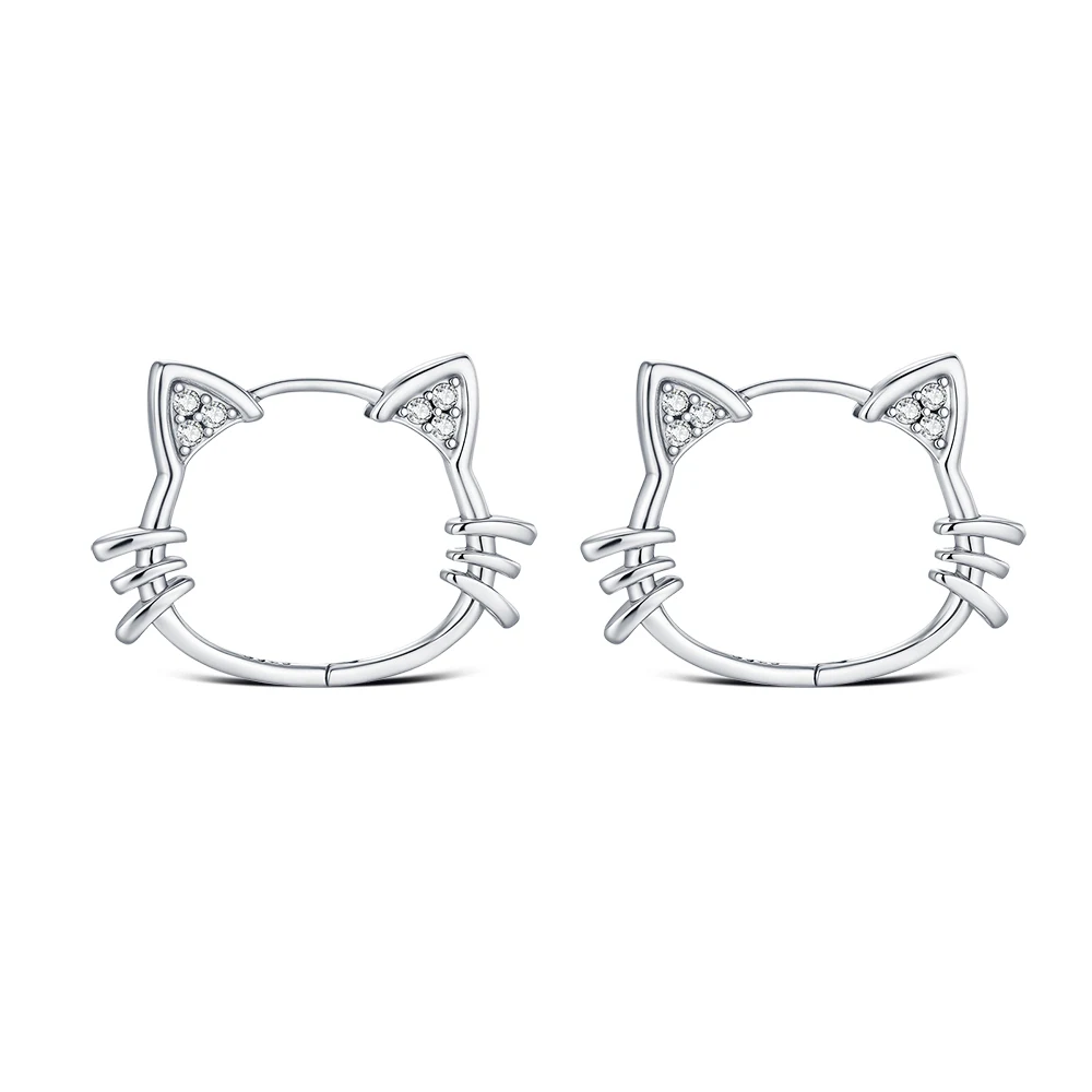 2026 Fashion Simple Hollow Cute Cat Stud Earrings Women's 925 Sterling Silver Hypoallergenic Earrings Teen Girls Jewelry Gifts
