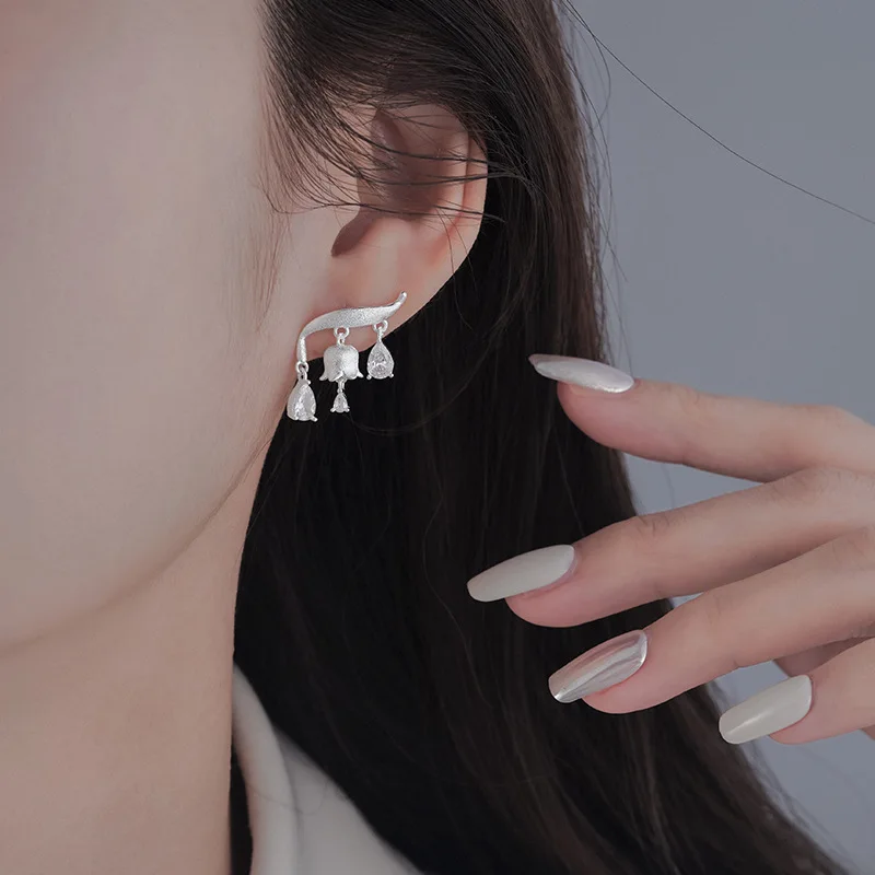 New 925 Sterling Silver Drop Earrings Golden Flower Petal Pearl Elegant For Women Girl Gift Jewelry Dropshipping Wholesale