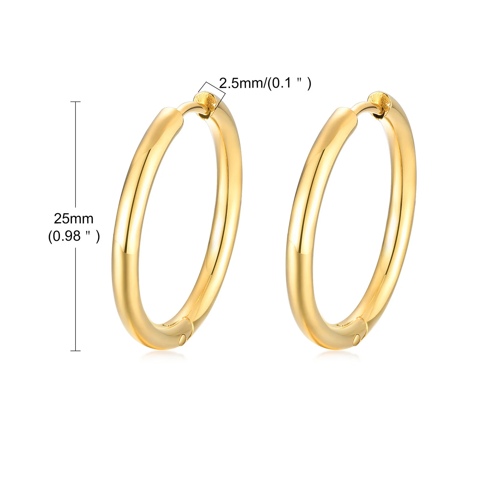Prjewel Stainless Steel Twist Circle Women Earrings Click-Top Mobius Hoop Hies Earring Tarnish And Nickel Free Mother's Day Gift