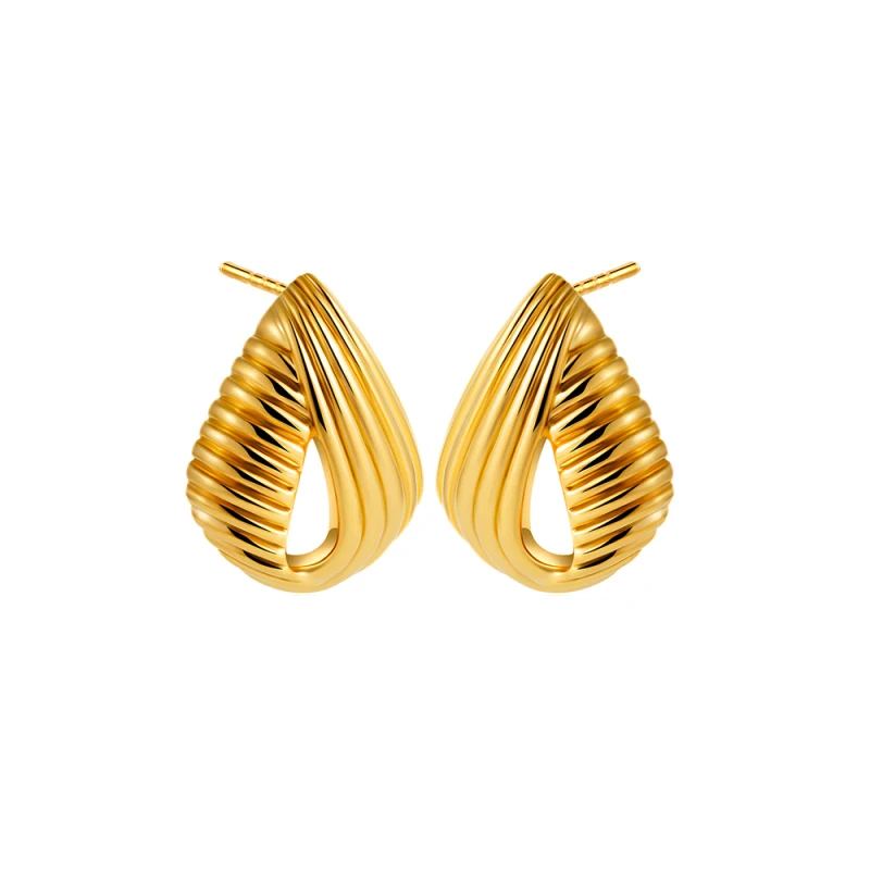 Vintage Texture Gold Plated Stainless Steel Earrings for Women Geometric Circle Twist Statement Earring Fashion Jewelry Bijoux