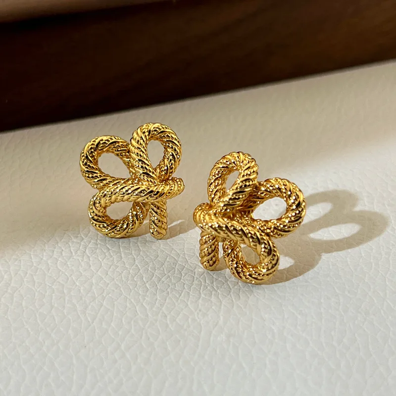 New 925 Sterling Silver Drop Earrings Golden Flower Petal Pearl Elegant For Women Girl Gift Jewelry Dropshipping Wholesale