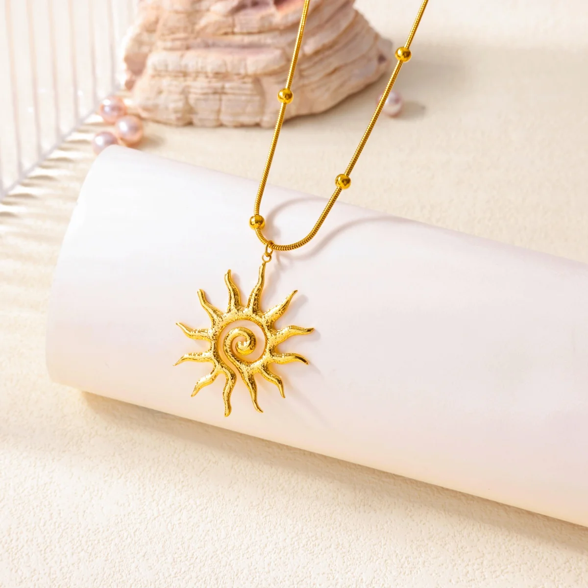 Stainless Steel Geometric Necklace For Women Fashion Sun Sunflower Pendant Clavicle Chain Aesthetic Jewelry Accessories Femme