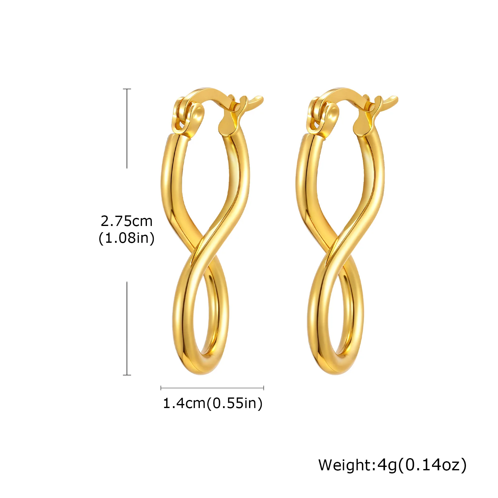 Prjewel Stainless Steel Twist Circle Women Earrings Click-Top Mobius Hoop Hies Earring Tarnish And Nickel Free Mother's Day Gift
