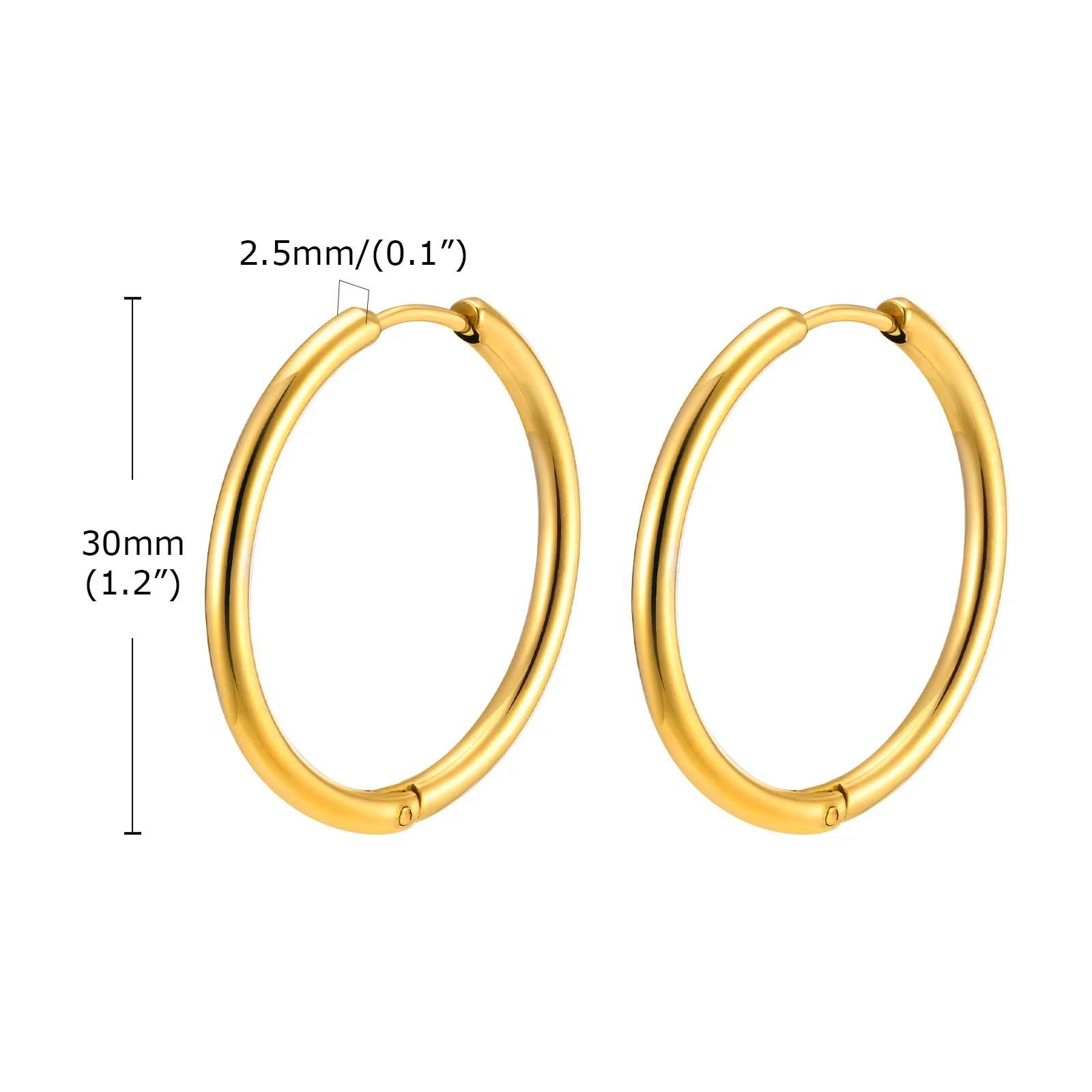 Prjewel Stainless Steel Twist Circle Women Earrings Click-Top Mobius Hoop Hies Earring Tarnish And Nickel Free Mother's Day Gift
