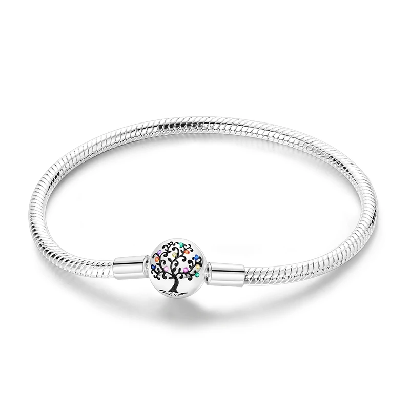925 Sterling Silver Bracelets 17-20CM Original Golden Sparkling Heart Shaped Bracelet Fit DIY Charms Beads Fashion Women Jewelry