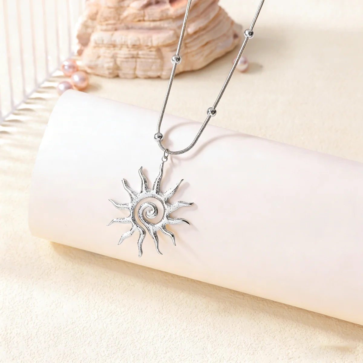 Stainless Steel Geometric Necklace For Women Fashion Sun Sunflower Pendant Clavicle Chain Aesthetic Jewelry Accessories Femme