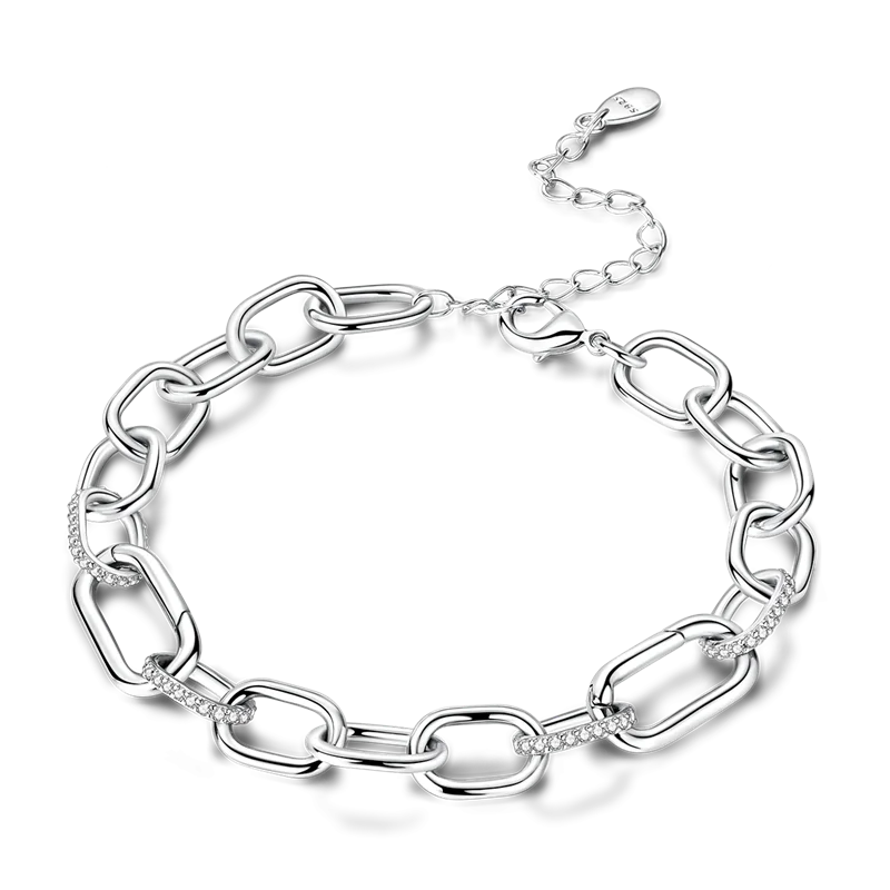 925 Sterling Silver Bracelets 17-20CM Original Golden Sparkling Heart Shaped Bracelet Fit DIY Charms Beads Fashion Women Jewelry