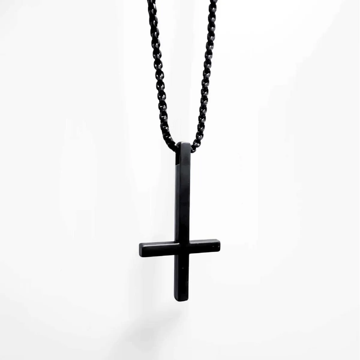 Hip Hop Punk Stainless Steel Inverted Cross Pendant Necklace for Men Women Men Trendy Personality Collar Chain Jewelry Gifts