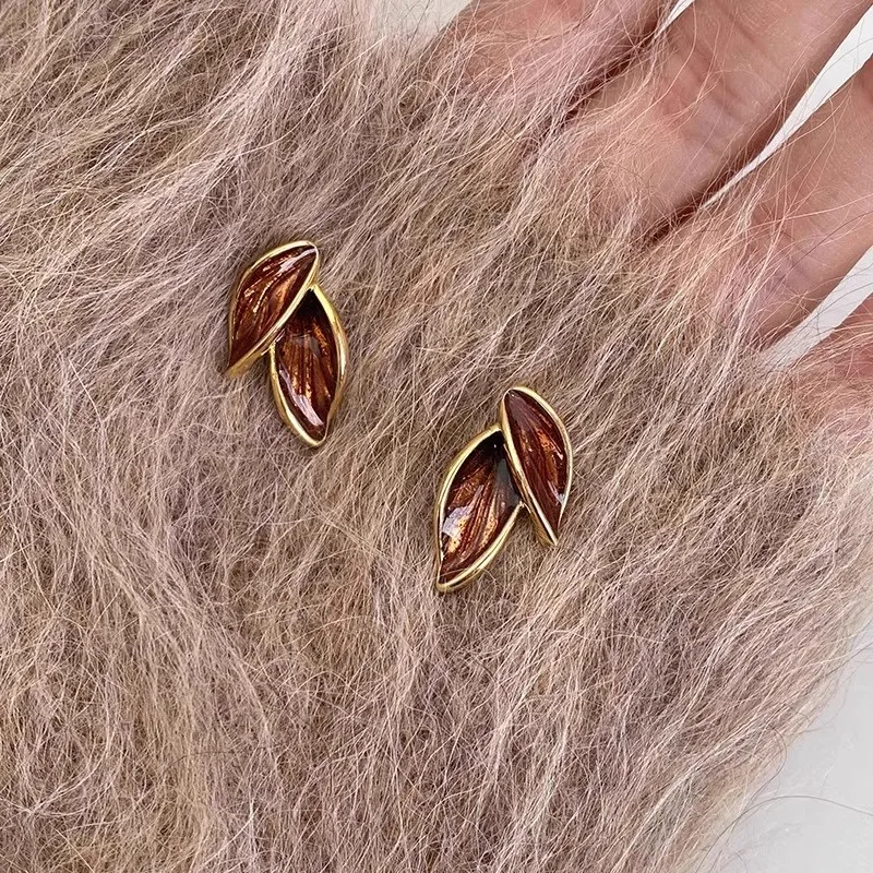 New 925 Sterling Silver Drop Earrings Golden Flower Petal Pearl Elegant For Women Girl Gift Jewelry Dropshipping Wholesale
