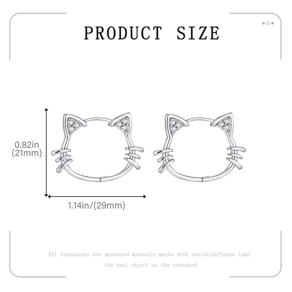 2026 Fashion Simple Hollow Cute Cat Stud Earrings Women's 925 Sterling Silver Hypoallergenic Earrings Teen Girls Jewelry Gifts