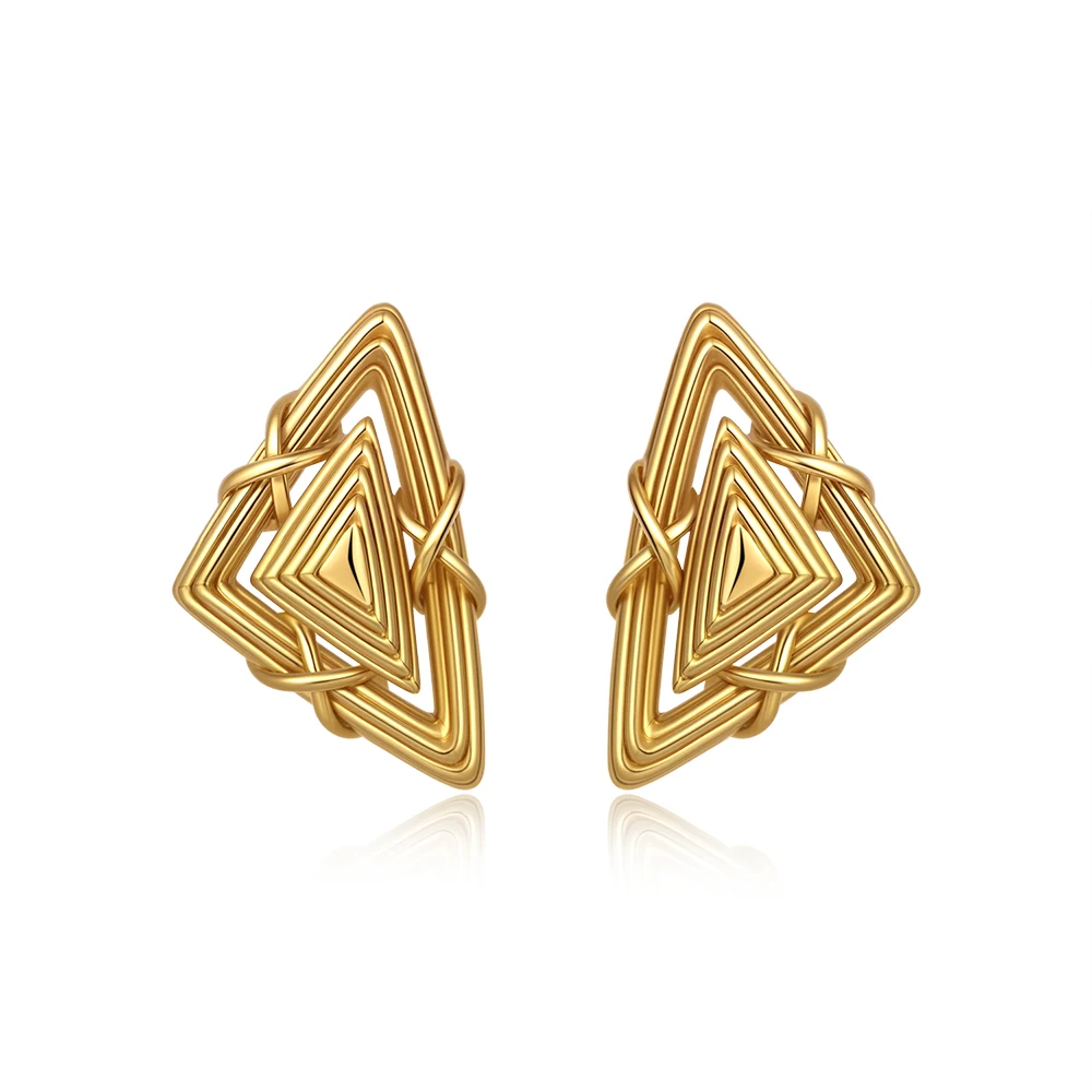 Vintage Texture Gold Plated Stainless Steel Earrings for Women Geometric Circle Twist Statement Earring Fashion Jewelry Bijoux