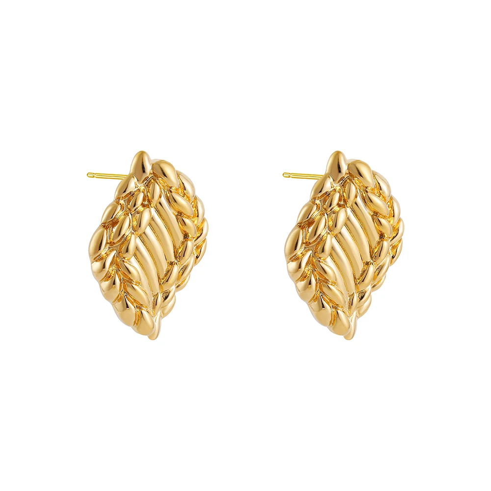 Vintage Texture Gold Plated Stainless Steel Earrings for Women Geometric Circle Twist Statement Earring Fashion Jewelry Bijoux
