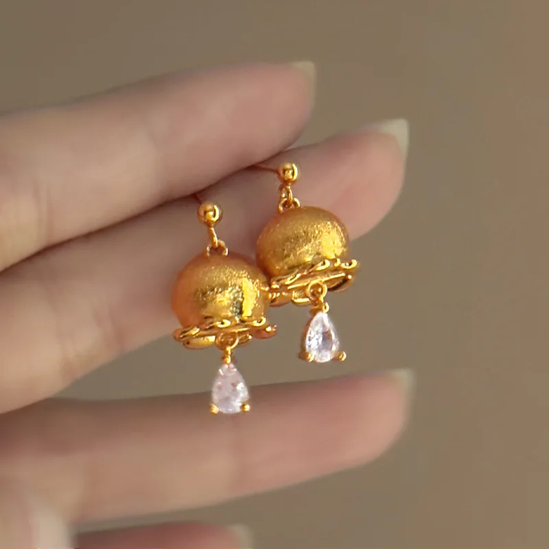 New 925 Sterling Silver Drop Earrings Golden Flower Petal Pearl Elegant For Women Girl Gift Jewelry Dropshipping Wholesale