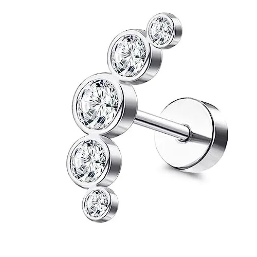 Bobisty 1PC 16G Cartilage Earrings Helix Earrings for Women Stainless Steel Helix Piercing Jewelry Leaf Butterfly CZ Studs
