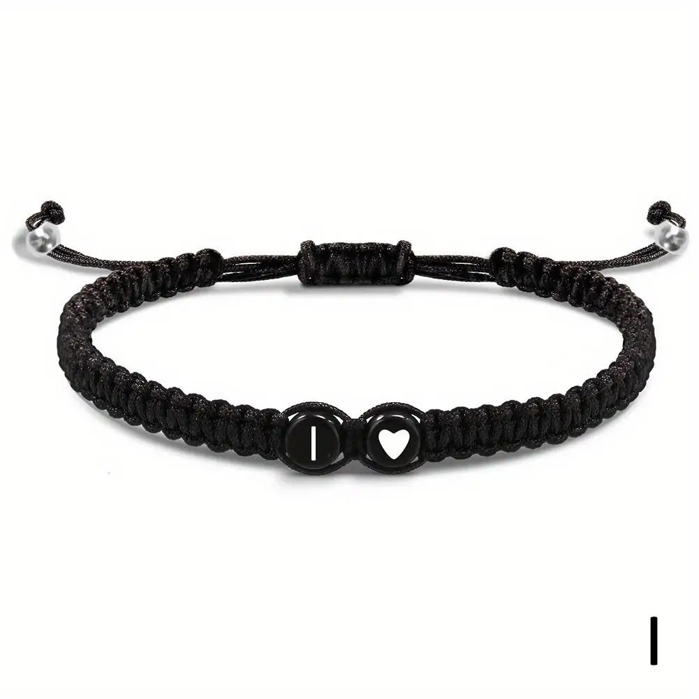 26 Letters Initial Heart Bracelets Handmade Adjustable A-Z Name Braided Bracelets For Women Men Friendship Jewelry Gifts
