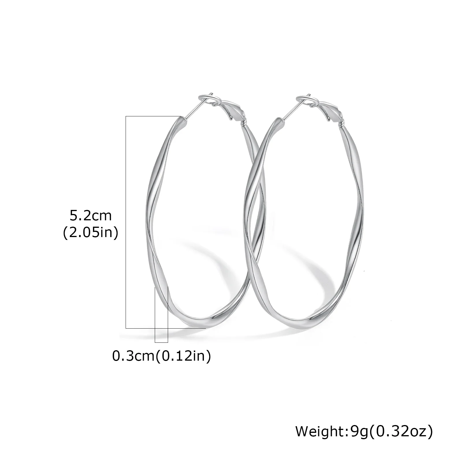 Prjewel Stainless Steel Twist Circle Women Earrings Click-Top Mobius Hoop Hies Earring Tarnish And Nickel Free Mother's Day Gift