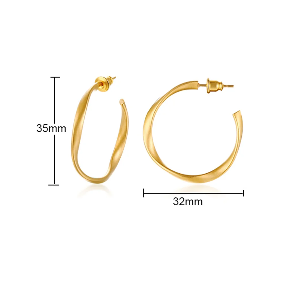 Prjewel Stainless Steel Twist Circle Women Earrings Click-Top Mobius Hoop Hies Earring Tarnish And Nickel Free Mother's Day Gift