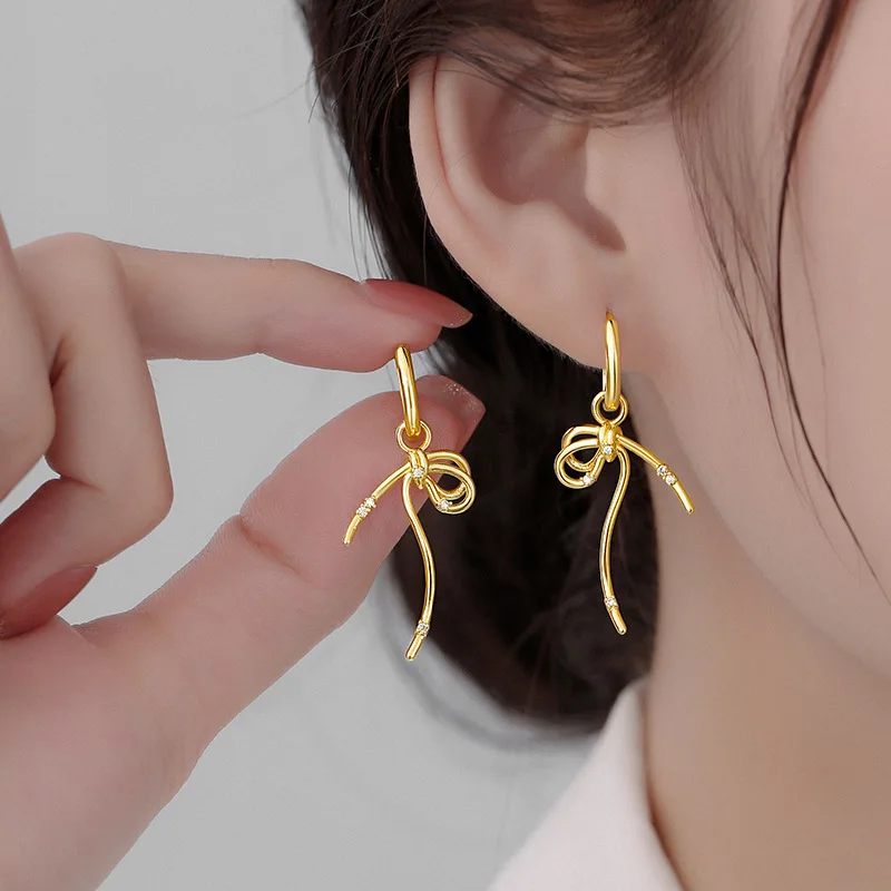 New 925 Sterling Silver Drop Earrings Golden Flower Petal Pearl Elegant For Women Girl Gift Jewelry Dropshipping Wholesale