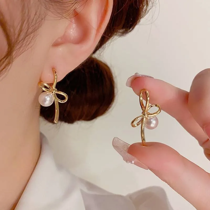 New 925 Sterling Silver Drop Earrings Golden Flower Petal Pearl Elegant For Women Girl Gift Jewelry Dropshipping Wholesale