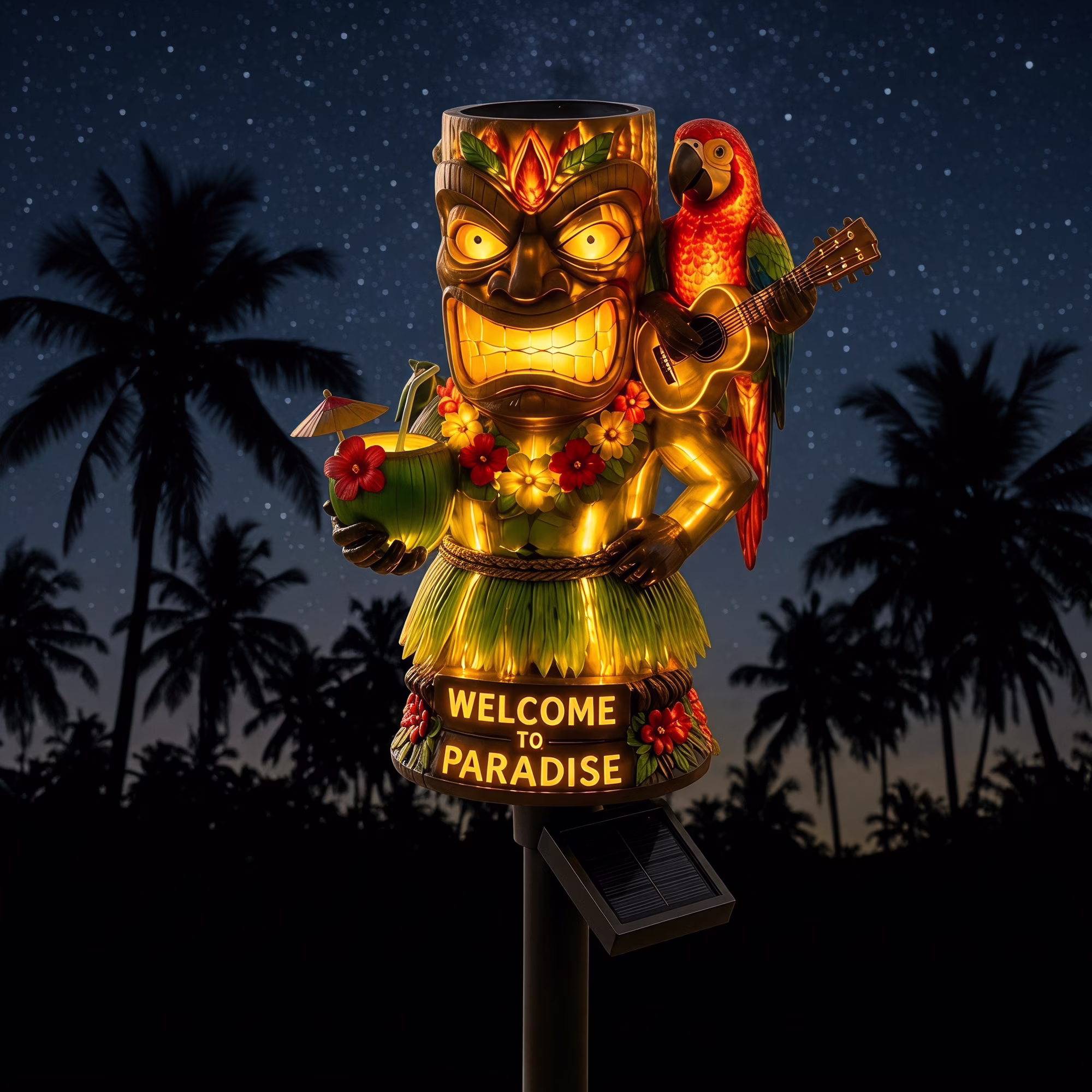 Hawaiian Tiki Solar Garden Stake Light – Bring Paradise to Your Yard 🌺🏝️✨