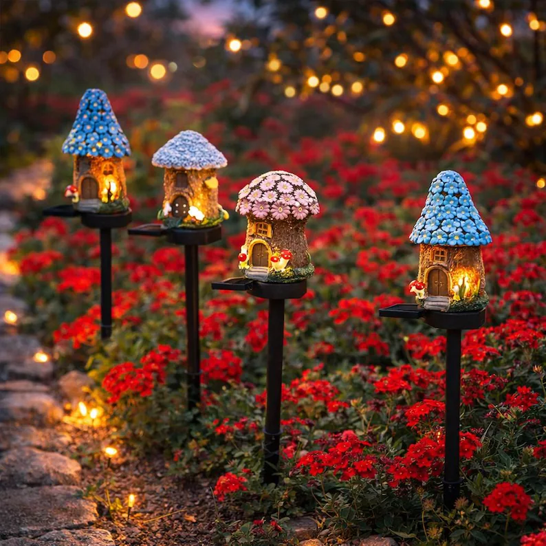 Solar Mushroom House Garden Light