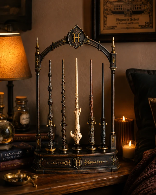 🪄 Wizard Wand Collector Display – Five-Wand Set