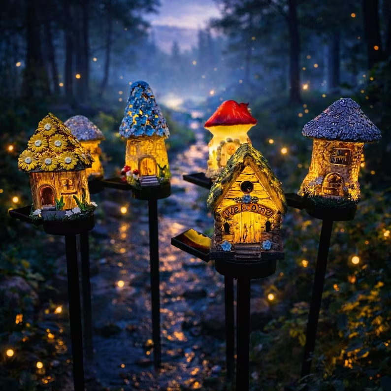 Solar Mushroom House Garden Light