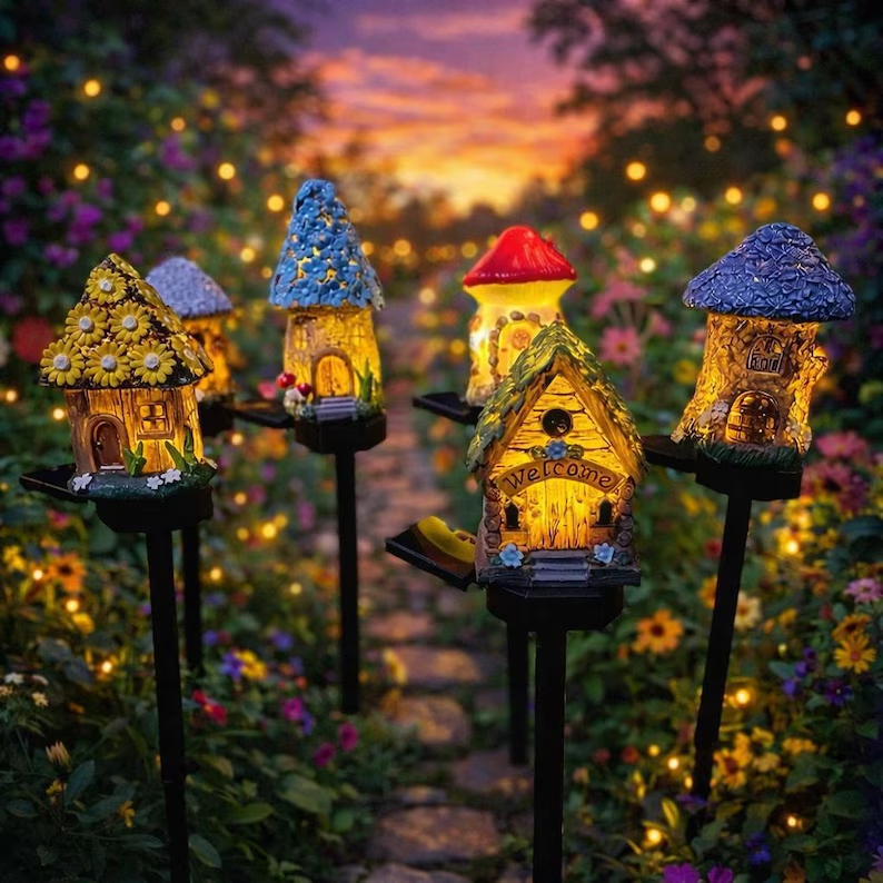 Solar Mushroom House Garden Light