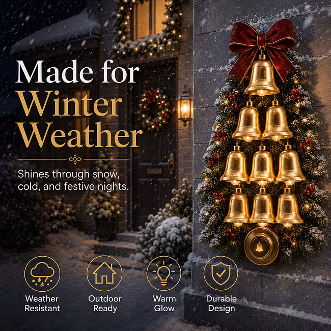 🎄 Christmas Bell Cascade Doorbell – Interactive Front Door Decoration