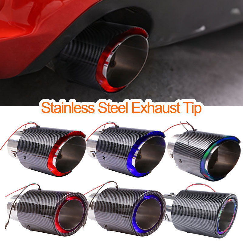🔵 LED Carbon-Style Exhaust Tip – Blue Glow Rear-End Upgrade
