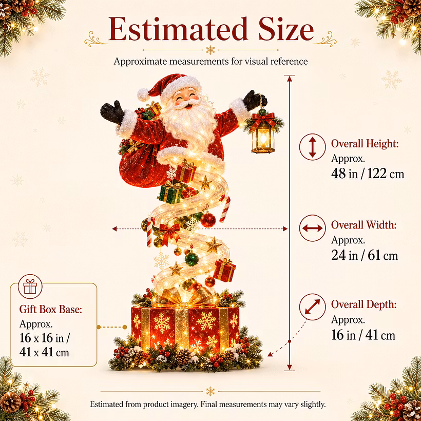 🎅 LIGHTED SANTA SPIRAL · 48 INCHES · OUTDOOR YARD DECORATION