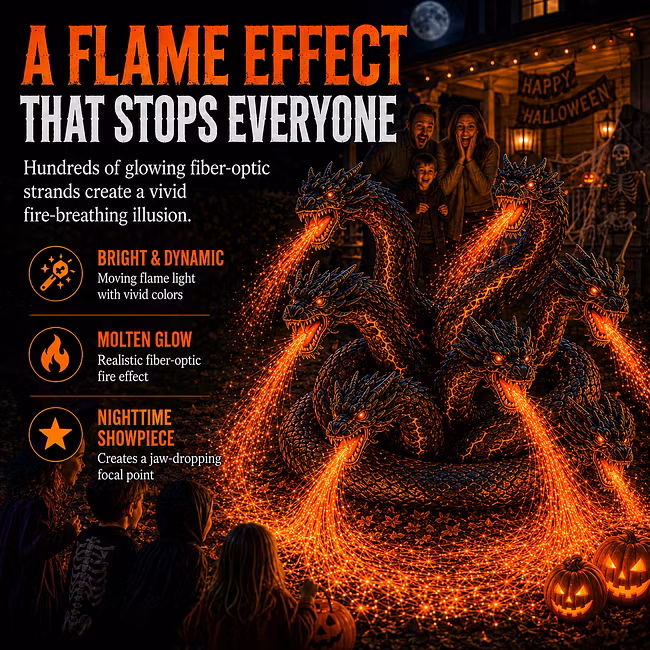 🐉 Orochi – Multi-Headed Dragon Solar Light for Halloween Yards