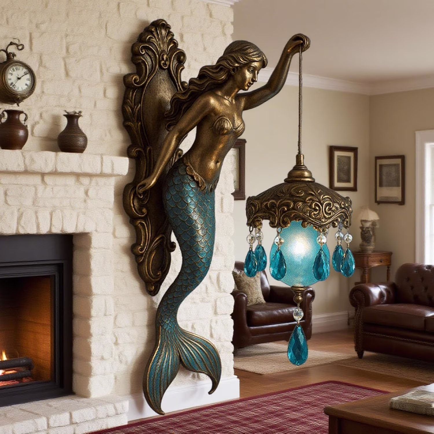 Mermaid Wall Sconce – Coastal Fantasy Decor 🧜‍♀️✨