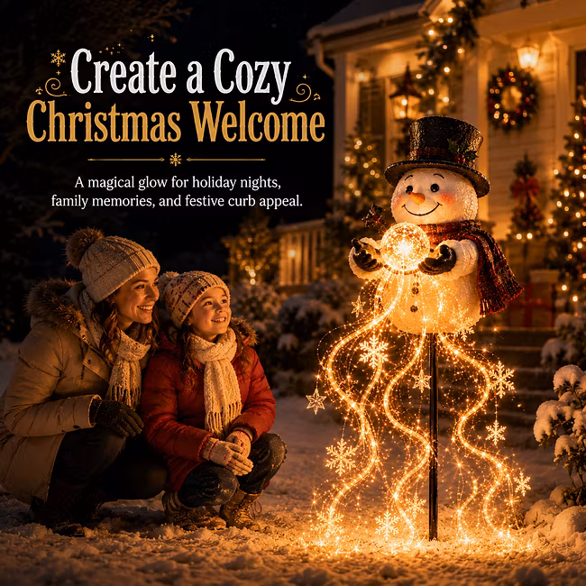 ☃️ Snowman Magic Fountain – Solar Christmas Light