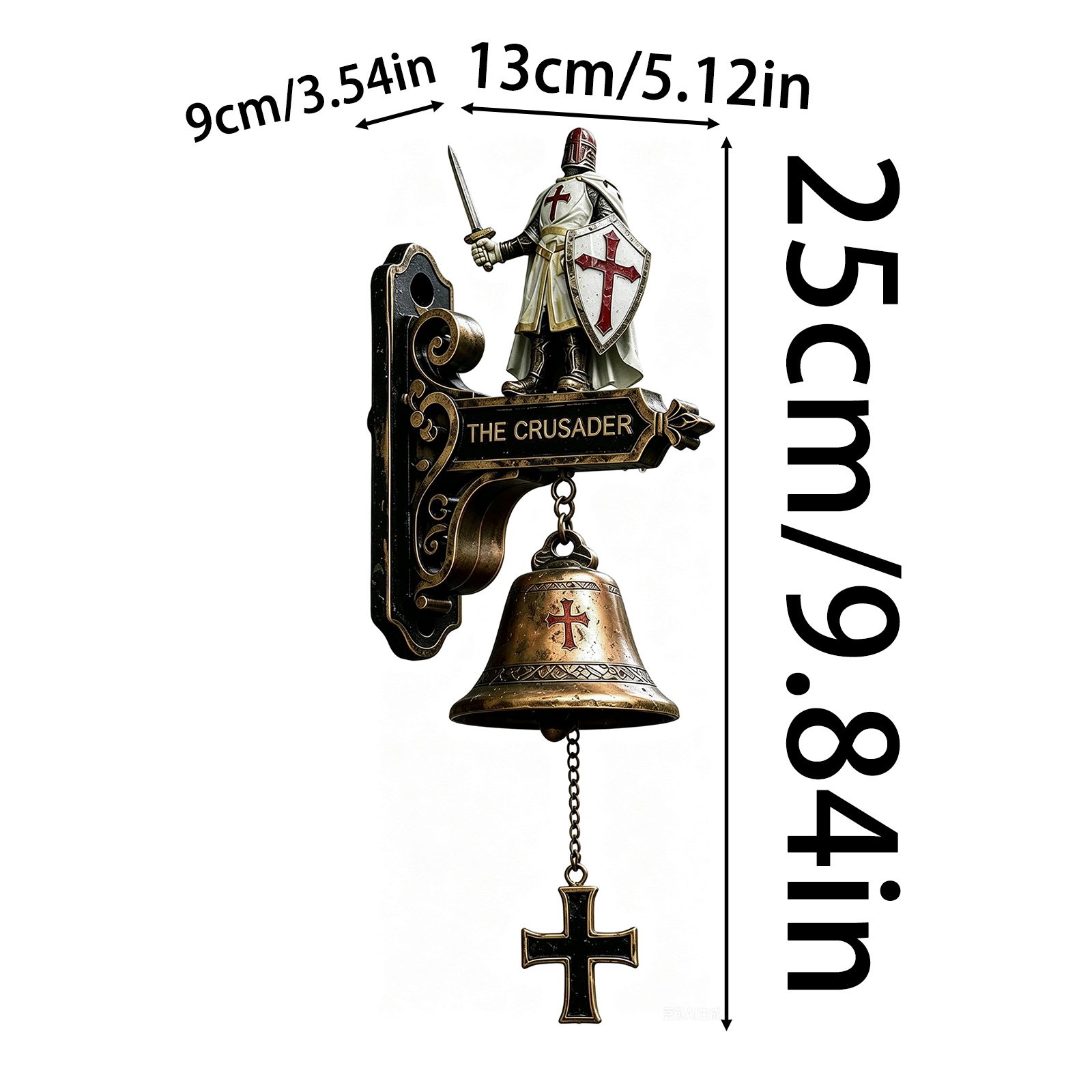 🛡️ Vintage Knight Doorbell – Cast Iron Hanging Bell