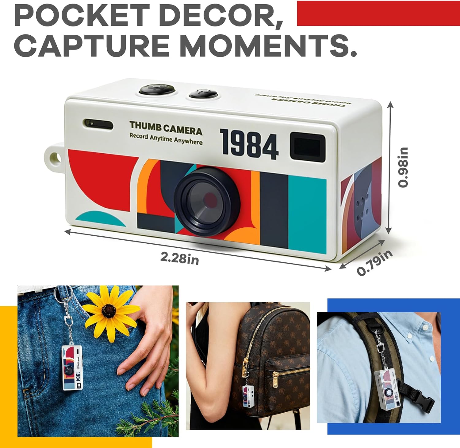 Mini digital camera showing its built-in TFT LCD screen