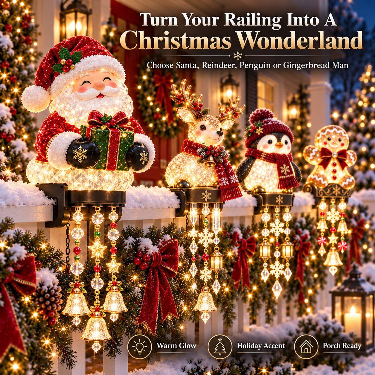 🎄 Christmas Railing Lights – Turn Your Porch Into a Wonderland