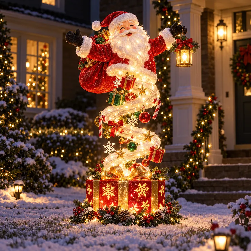 Estimated size dimensions of the 48 inch Santa spiral Christmas yard decoration