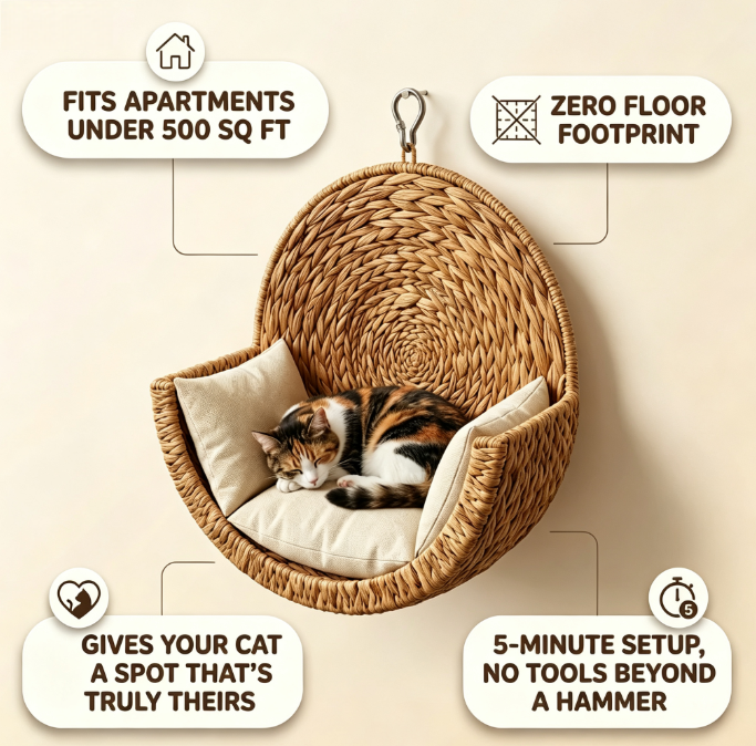 🐱 Wall‑Mounted Cat Perch – Elevated Enclosure for Small Spaces