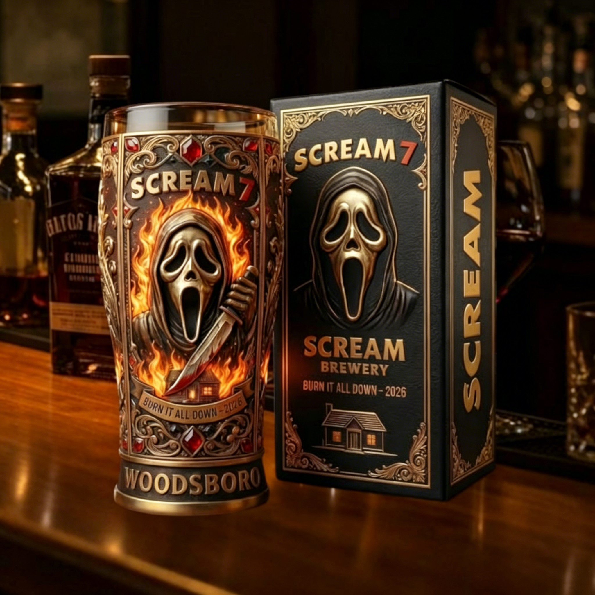 Scream 7 "Burn It All Down" 2026 Beer Glass