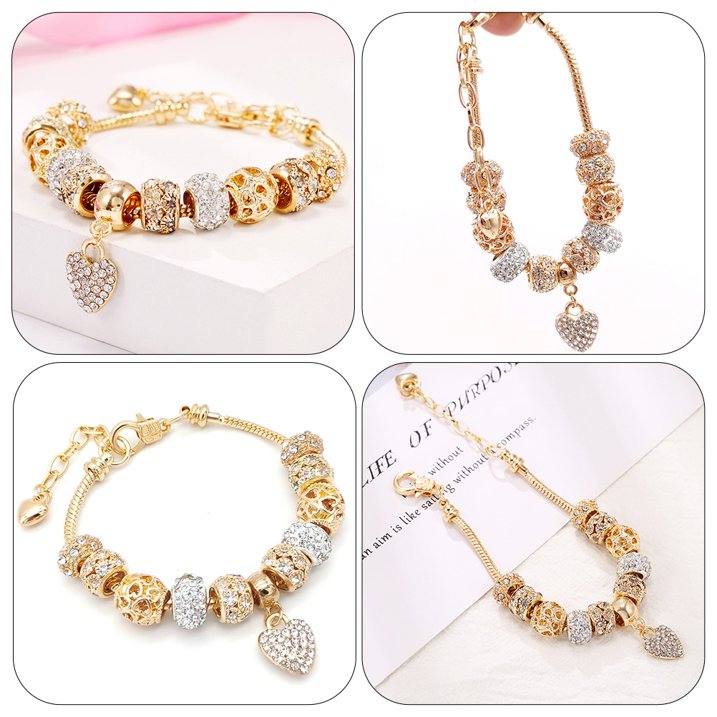 Elegant Heart Charm Gold Bracelet – Hypoallergenic Daily Wear Jewelry