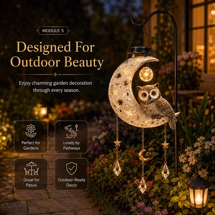 🦉 Moonlight Owl Garden Stake – Solar-Powered Night Light