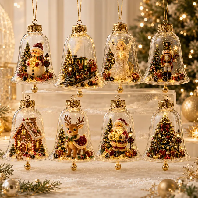 Christmas diorama ornament displayed as part of a festive holiday collection