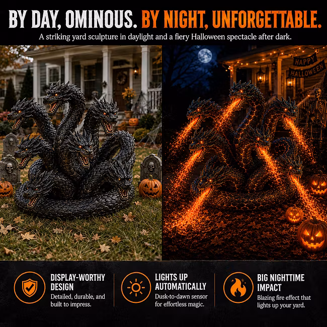 🐉 Orochi – Multi-Headed Dragon Solar Light for Halloween Yards
