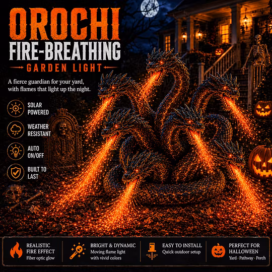 🐉 Orochi – Multi-Headed Dragon Solar Light for Halloween Yards