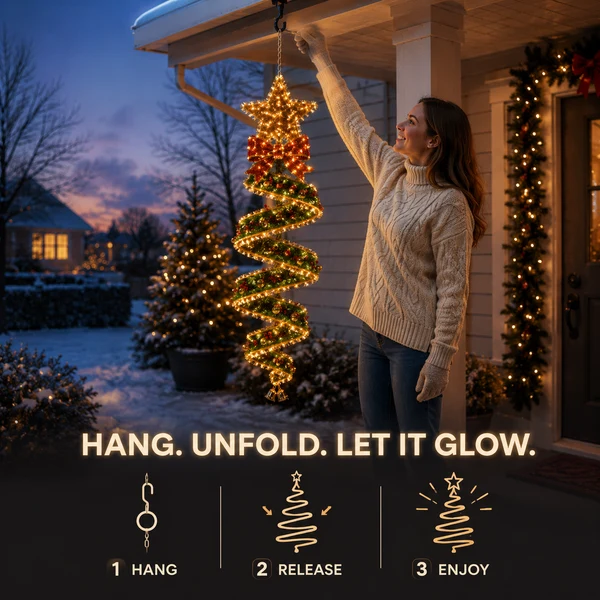 🎄 Hanging Christmas Spiral Light – Turn Empty Space Into a Floating Showpiece
