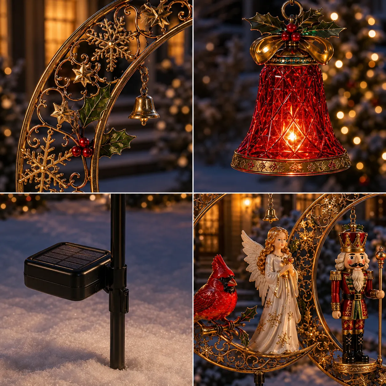 🌙 Christmas Crescent Moon Garden Stake Light – 3 Holiday Styles